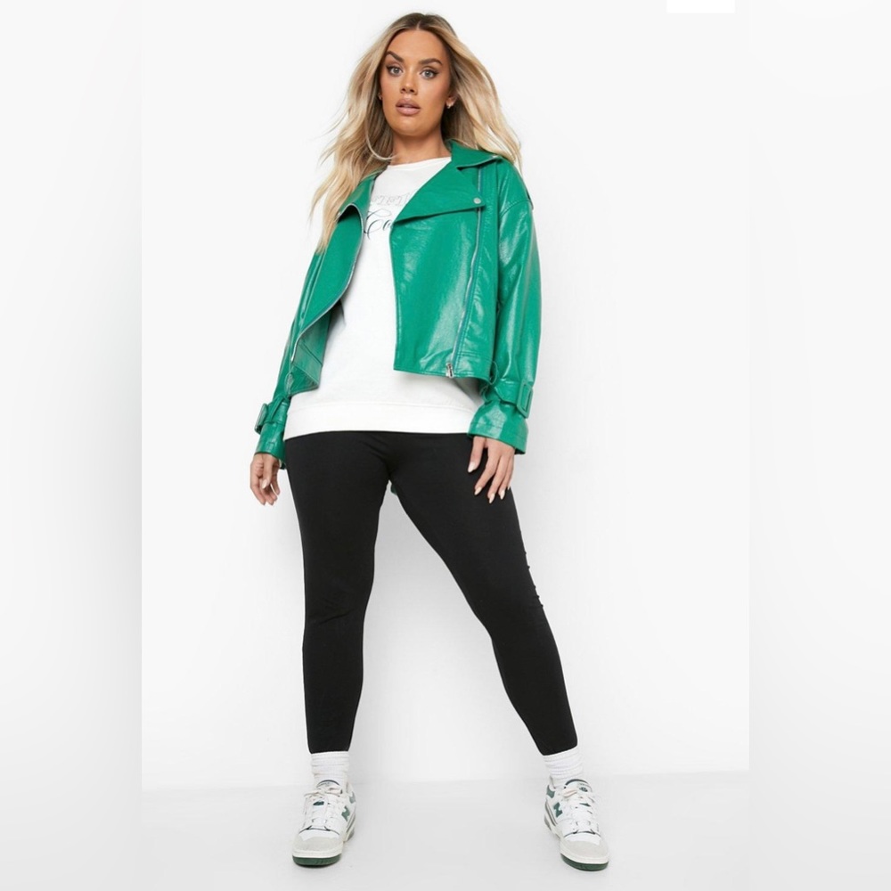 NWT boohoo Collared Faux Leather Moto Jacket